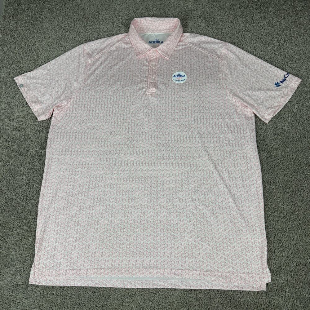 Annika Polo Shirt Mens XL Pink Geometric Gainbridge BayCare Golf Performance